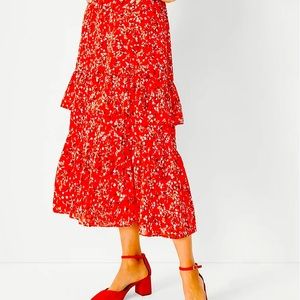 Ann Taylor Red Ruffle Skirt